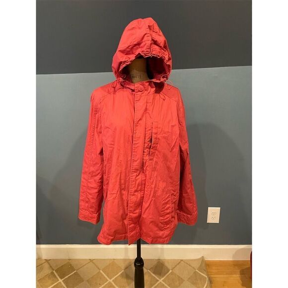 Dockers Men's Red Hooded Windbreaker Jacket Size L Casual Zip-Up - Picture 1 of 15